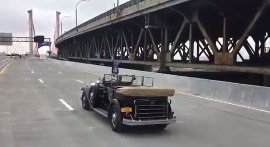 Cuomo Drives Old-Timey Car Across Brand New Bridge While Sticking NYers With Old-Timey Transit System