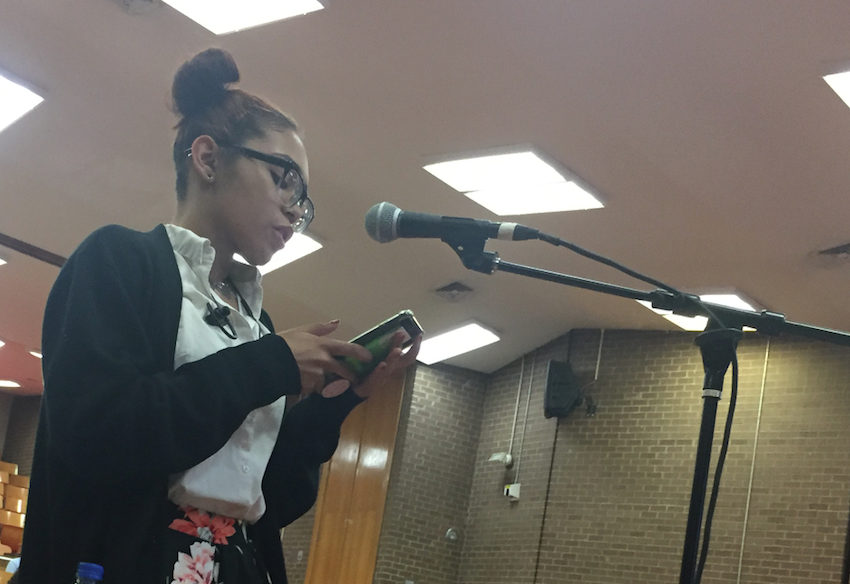 Delilah Santiago testifying last night. Photo: David Meyer