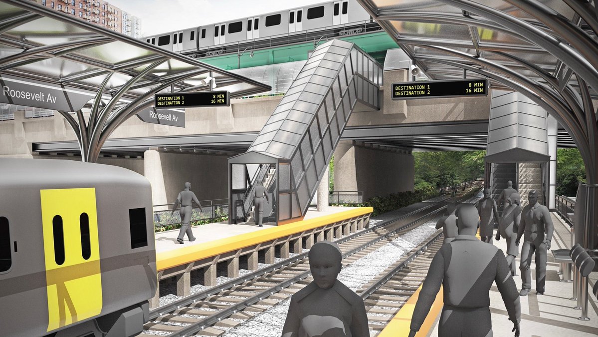 A commuter rail, aka heavy rail, version of the Interborough Express, featuring you, the gray blob commuter. Graphic: MTA